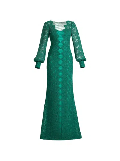 Tadashi Shoji Wohler Cord Embroidered Tulle Gown In Green