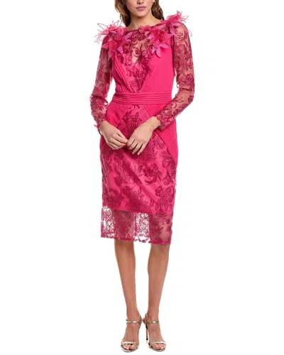 Tadashi Shoji Lace Midi Dress In Pink