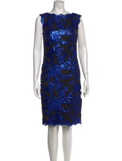 Pre-owned Tadashi Shoji Lace Pattern Knee-length Dress In Black