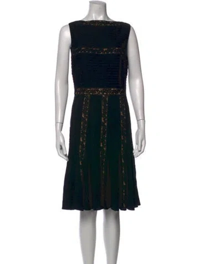 Pre-owned Tadashi Shoji Lace Pattern Knee-length Dress In Black
