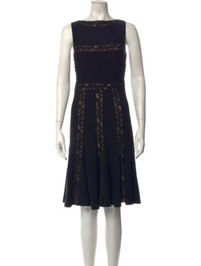 Pre-owned Tadashi Shoji Lace Pattern Knee-length Dress In Black