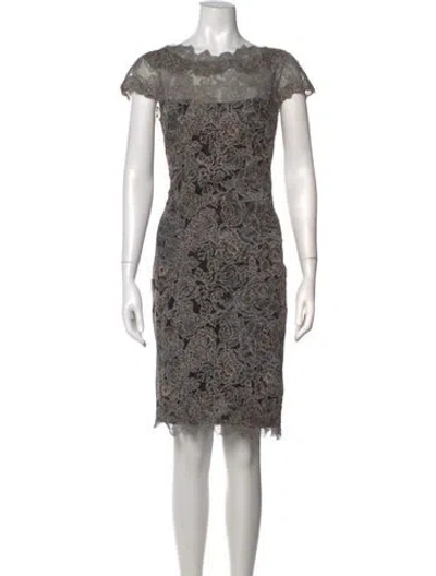 Pre-owned Tadashi Shoji Lace Pattern Knee-length Dress In Black