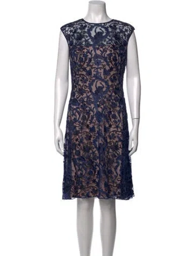 Pre-owned Tadashi Shoji Lace Pattern Knee-length Dress In Black/pink