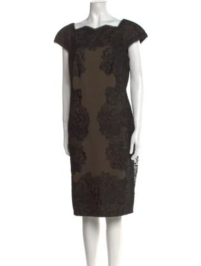 Pre-owned Tadashi Shoji Lace Pattern Knee-length Dress In Multi