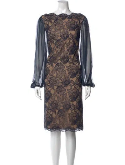 Pre-owned Tadashi Shoji Lace Pattern Knee-length Dress W/ Tags In Blue