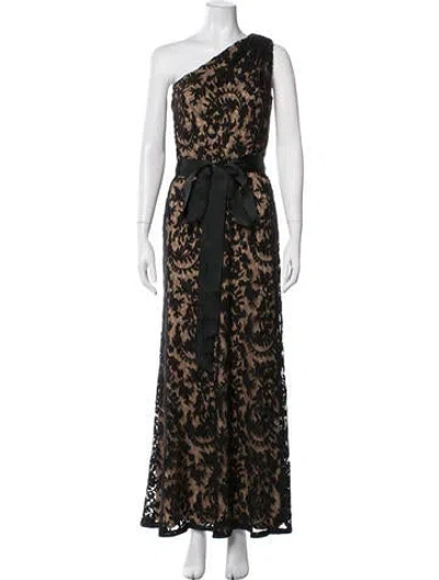Pre-owned Tadashi Shoji Lace Pattern Long Dress In Blue