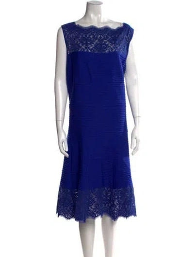 Pre-owned Tadashi Shoji Lace Pattern Midi Length Dress In Pink