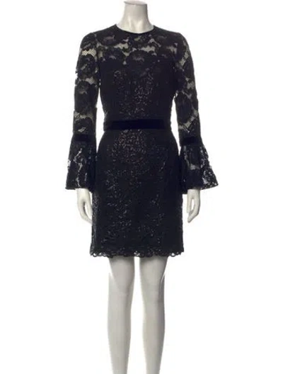Pre-owned Tadashi Shoji Lace Pattern Mini Dress In Black