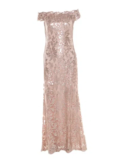 Pre-owned Tadashi Shoji Lace Sequinned Gown In Pink