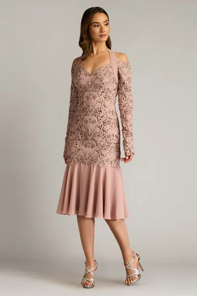 Tadashi Shoji Laser Cut Embroidered Halter Dress In Multi