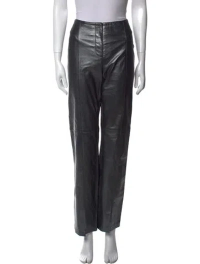 Pre-owned Tadashi Shoji Leather Straight Leg Pants In Black