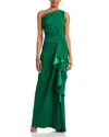 Tadashi Shoji Lena Waterfall Drape Gown In Green
