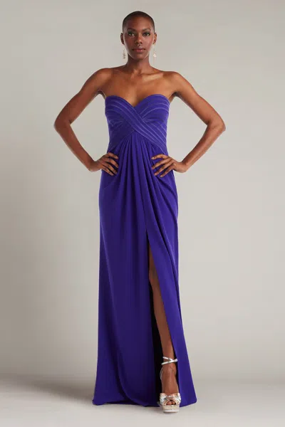 Tadashi Shoji Strapless Crisscross Bodice Gown In Purple