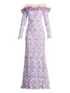 Tadashi Shoji Off The Shoulder Long Sleeve Illusion Gown