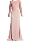 Tadashi Shoji Long-sleeve Gown In Rosa