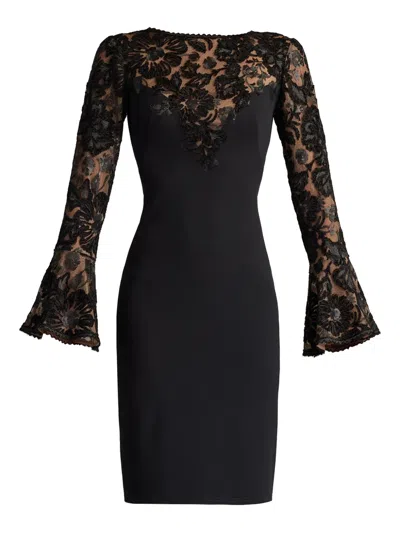 Tadashi Shoji Lou Floral-lace Dress In Black