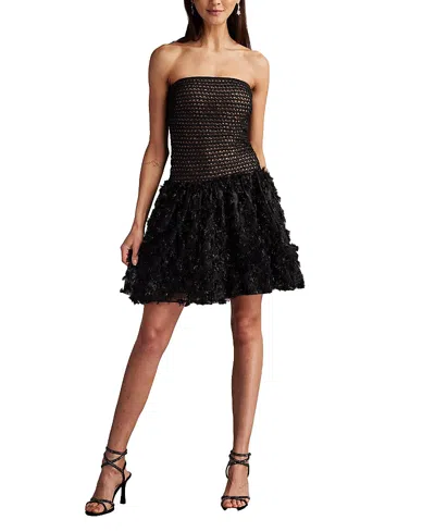Tadashi Shoji Lula Flower Embellished Mini Dress In Black