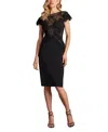 Tadashi Shoji Sequin Floral Embroidered Detail Sheath Cocktail Dress In Black