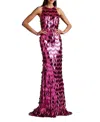 Tadashi Shoji Madysin Sequin Fringe Gown In Pink
