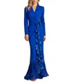 Tadashi Shoji Pleated Ruffle Trumpet Gown In Blue