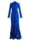 Tadashi Shoji Pleated Ruffle Trumpet Gown In Blue