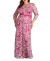 Tadashi Shoji Marcel Embroidered Illusion Gown - Plus Size In Pink