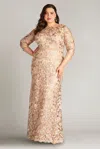 Tadashi Shoji Plus Size Floral-embroidered Column Gown In Neutral
