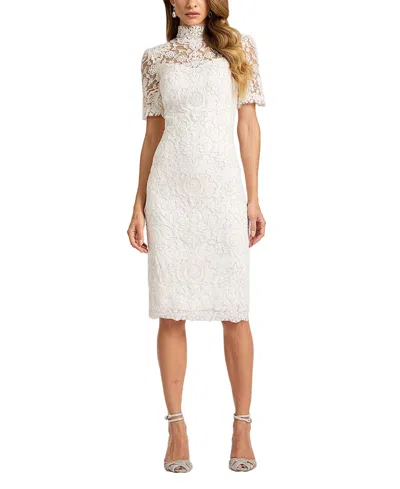 Tadashi Shoji Marise Sequin Embroidered Illusion Dress In White
