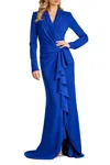 Tadashi Shoji Markum Long-sleeve Flounce Gown