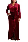 Tadashi Shoji Markum Long-sleeve Velvet Flounce Gown - Plus Size