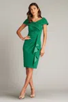 Tadashi Shoji Martine Waterfall Flounce Dress In Green
