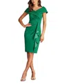 Tadashi Shoji Side Drape Crepe Sheath Dress In Green