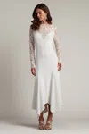 Tadashi Shoji Bos25329md Simple Long Sleeve Wedding Dress In White