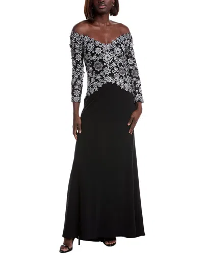 Tadashi Shoji Maxi Dress In Ivory/black
