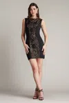 Tadashi Shoji Mel Sequin Panel Mini Dress In Black