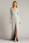 Tadashi Shoji Metallic Jersey Long Sleeve Gown In Multi