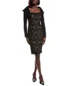 Tadashi Shoji Bodycon Lace And Crepe Dress In Black