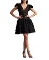 Tadashi Shoji Minx Flower Embellished Mini Dress In Black