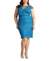 Tadashi Shoji Sequin Cap Sleeve Lace Dress In Blue