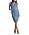 Tadashi Shoji Miranda Sequin Embroidered Dress In Bright Blue