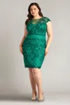 Tadashi Shoji Sequin Lace Body-con Cocktail Dress In Green
