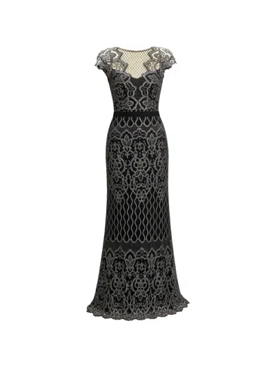 Tadashi Shoji Miranda Sequin-embellished Lace Gown In Black
