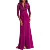 Tadashi Shoji Mixed Media Gown In Purple