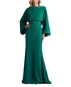 Tadashi Shoji Long-sleeve Open-back Gown In Green