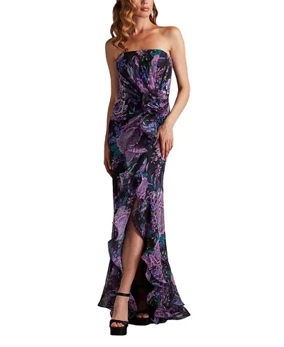 Tadashi Shoji Morwenna Floral Print Ruffle Gown In Multi