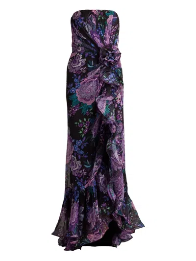 Tadashi Shoji Morwenna Floral-print Strapless Gown
