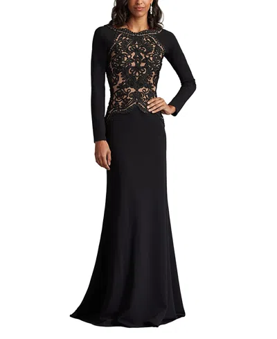 TADASHI SHOJI NAYANA EMBROIDERED CREPE GOWN
