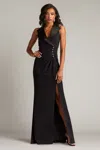 Tadashi Shoji Neshia Halter Lapel Gown In Black