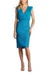Tadashi Shoji Newell Embroidered Blouson Dress In Blue