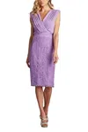 Tadashi Shoji Newell Embroidered Blouson Dress In Purple